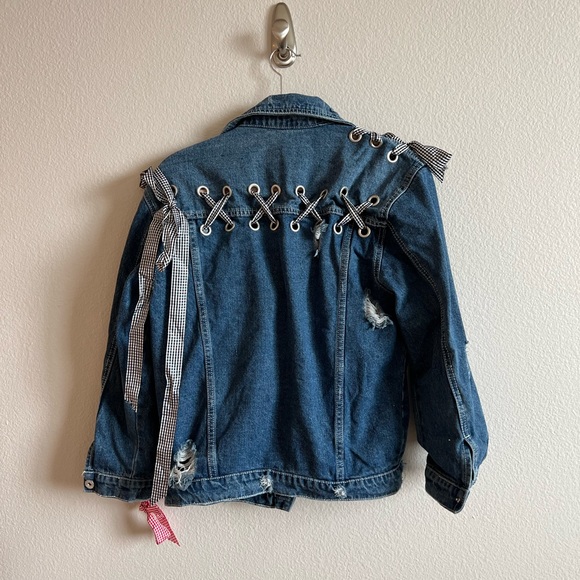 Haute Rogue Gingham Ribbon Jean Jacket - Picture 2 of 3